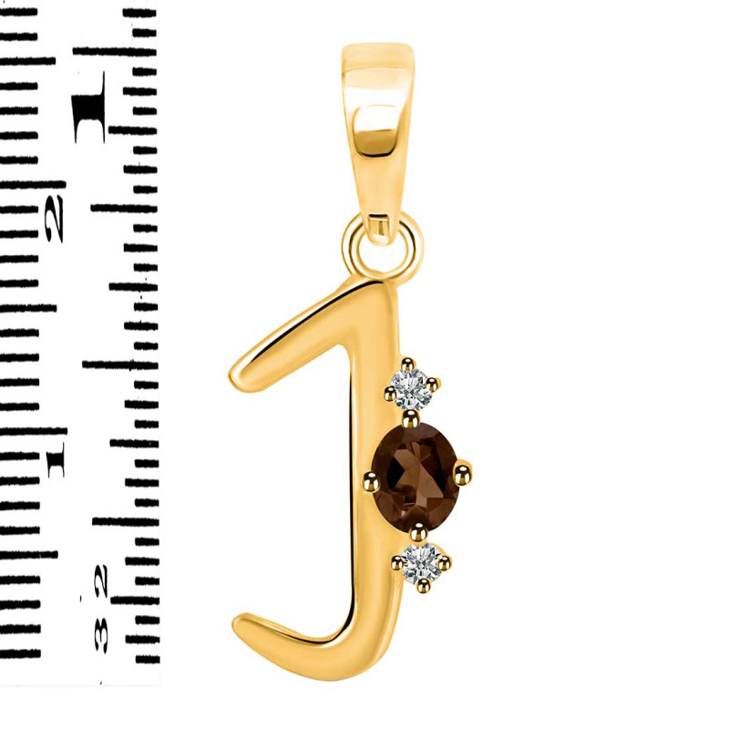 Smoky & White Topaz Alphabet J Pendant SMY-RDA-10.