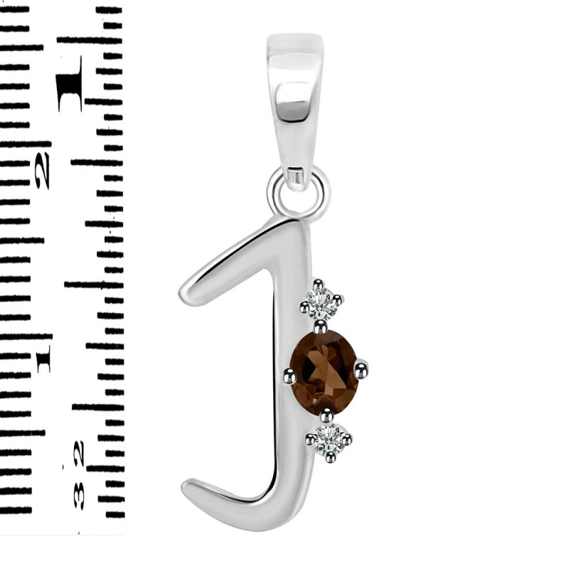 Smoky & White Topaz Alphabet J Pendant SMY-RDA-10.
