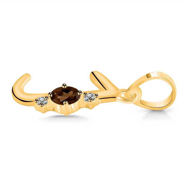 Smoky & White Topaz Alphabet J Pendant SMY-RDA-10.