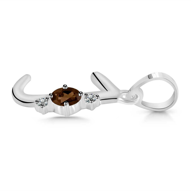 Smoky & White Topaz Alphabet J Pendant