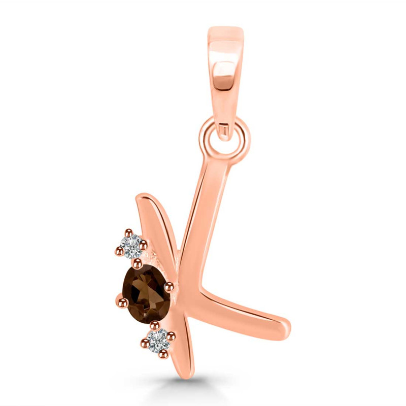Smoky & White Topaz Alphabet K Pendant SMY-RDA-11.