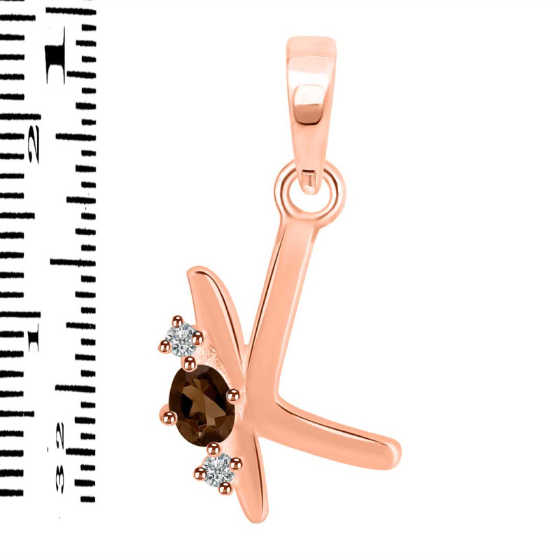 Smoky & White Topaz Alphabet K Pendant SMY-RDA-11.