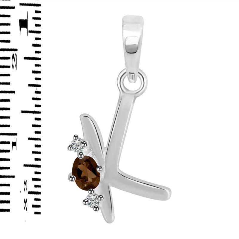 Smoky & White Topaz Alphabet K Pendant SMY-RDA-11.