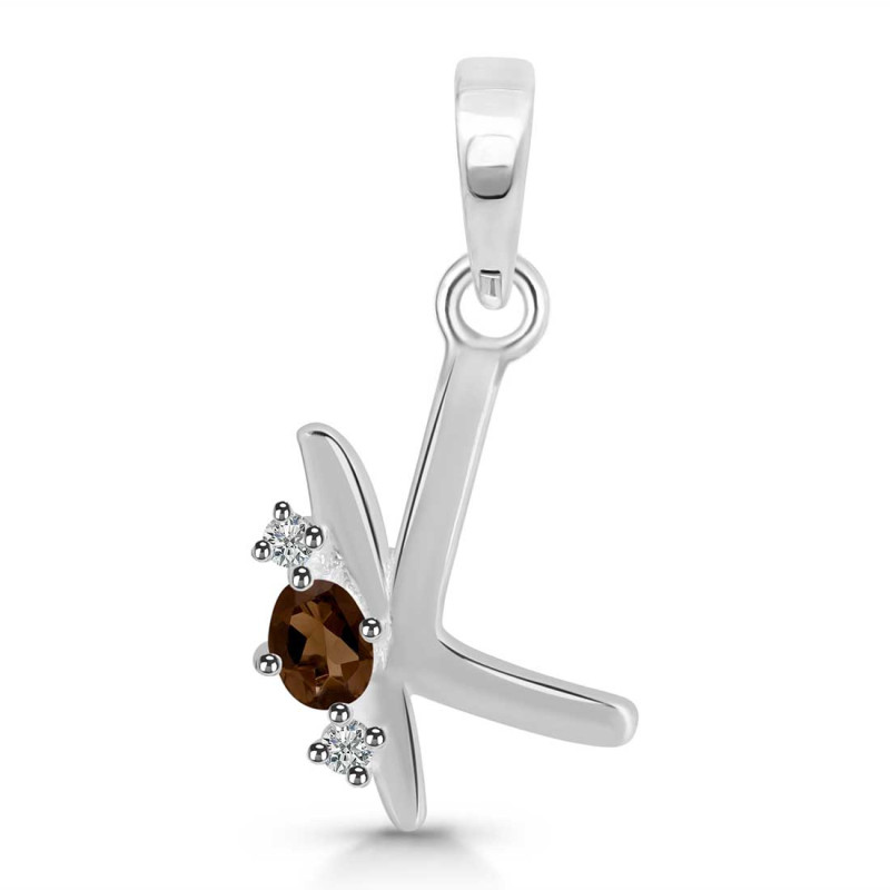 Smoky & White Topaz Alphabet K Pendant SMY-RDA-11.