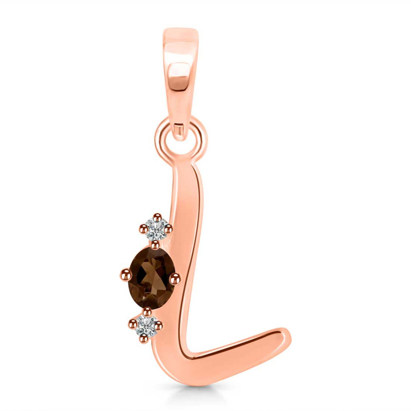Smoky & White Topaz Alphabet L Pendant SMY-RDA-12.
