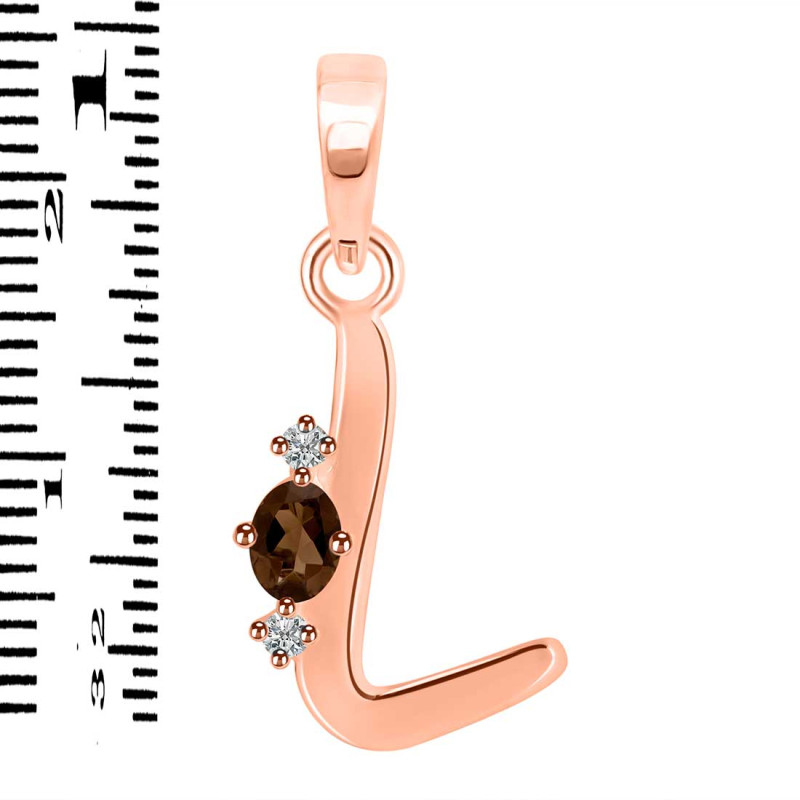 Smoky & White Topaz Alphabet L Pendant SMY-RDA-12.