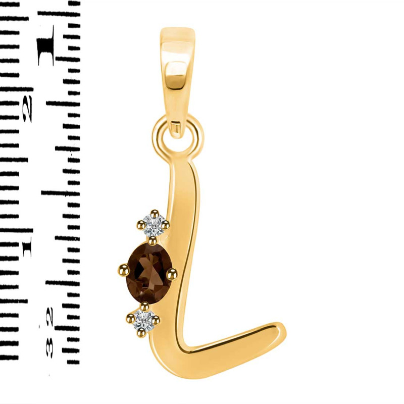 Smoky & White Topaz Alphabet L Pendant SMY-RDA-12.