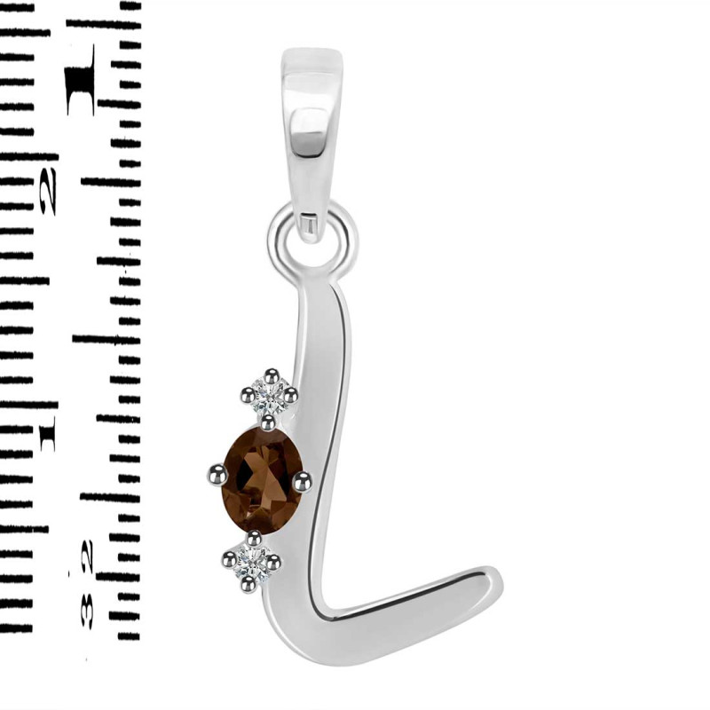 Smoky & White Topaz Alphabet L Pendant SMY-RDA-12.