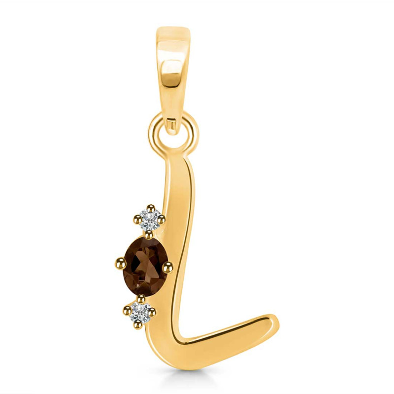 Smoky & White Topaz Alphabet L Pendant SMY-RDA-12.