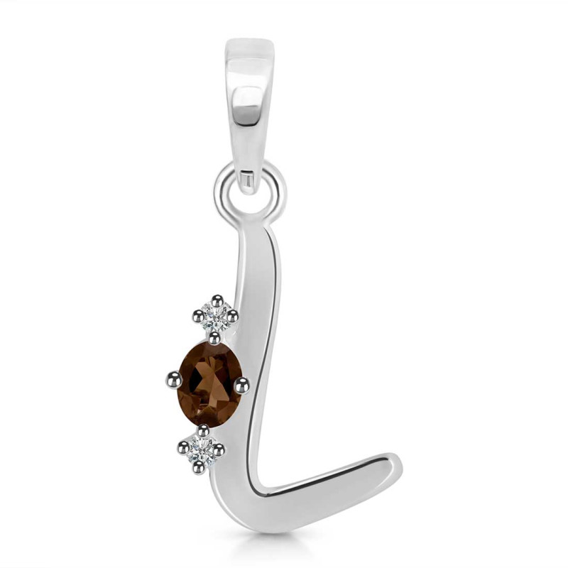 Smoky & White Topaz Alphabet L Pendant SMY-RDA-12.