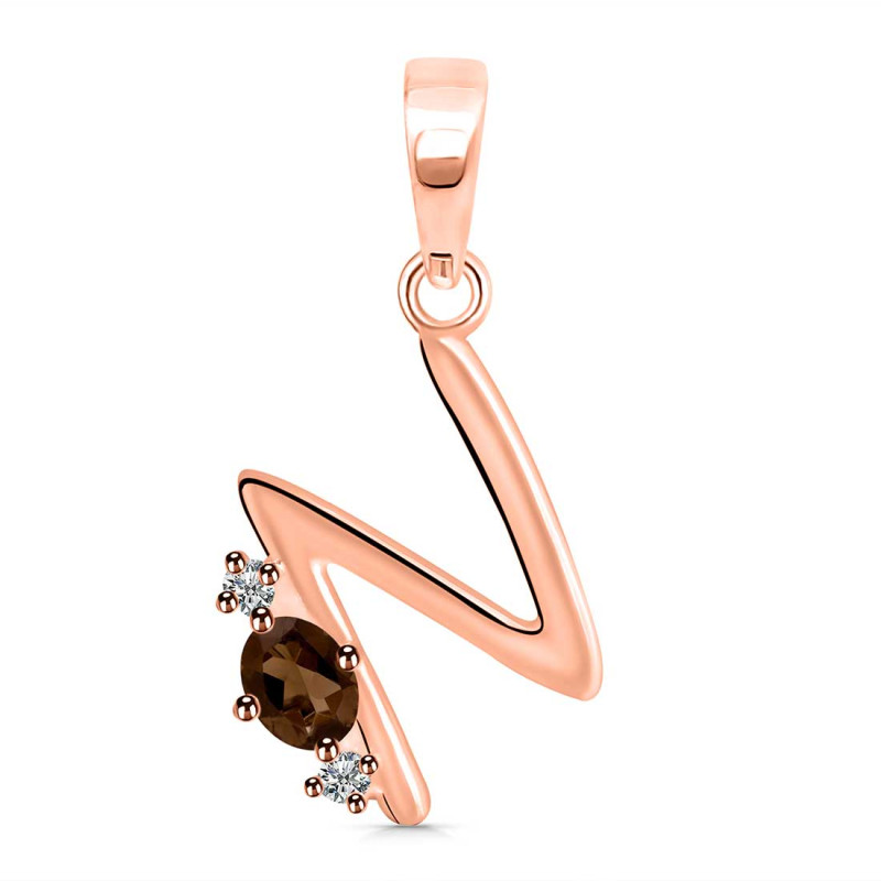 Smoky & White Topaz Alphabet N Pendant SMY-RDA-14.