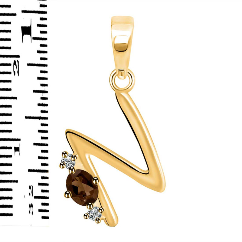Smoky & White Topaz Alphabet N Pendant SMY-RDA-14.