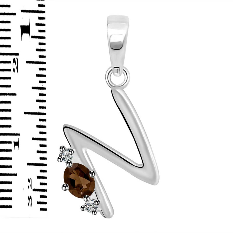 Smoky & White Topaz Alphabet N Pendant SMY-RDA-14.