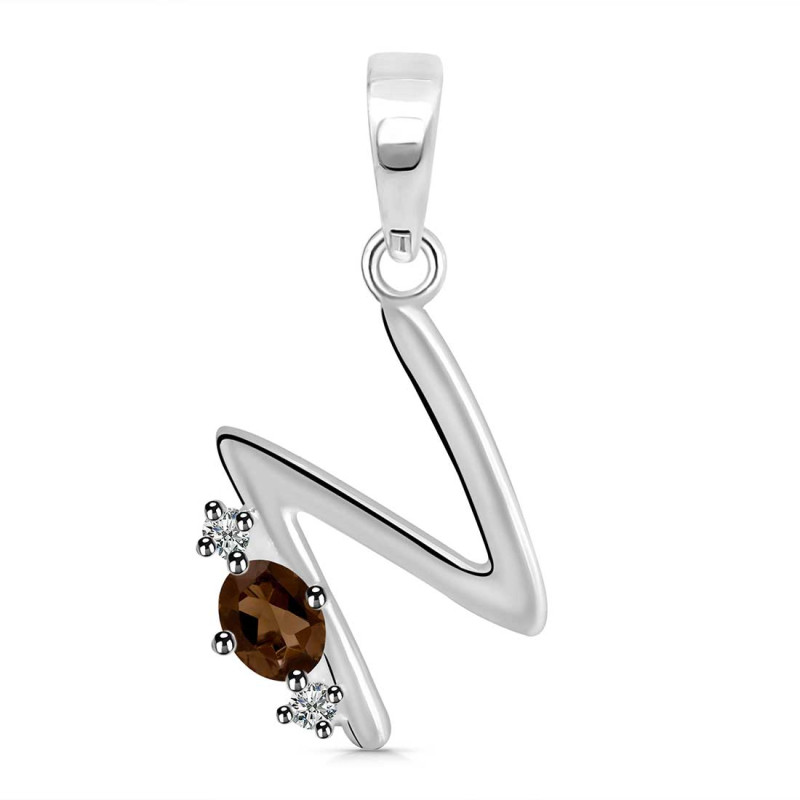 Smoky & White Topaz Alphabet N Pendant SMY-RDA-14.
