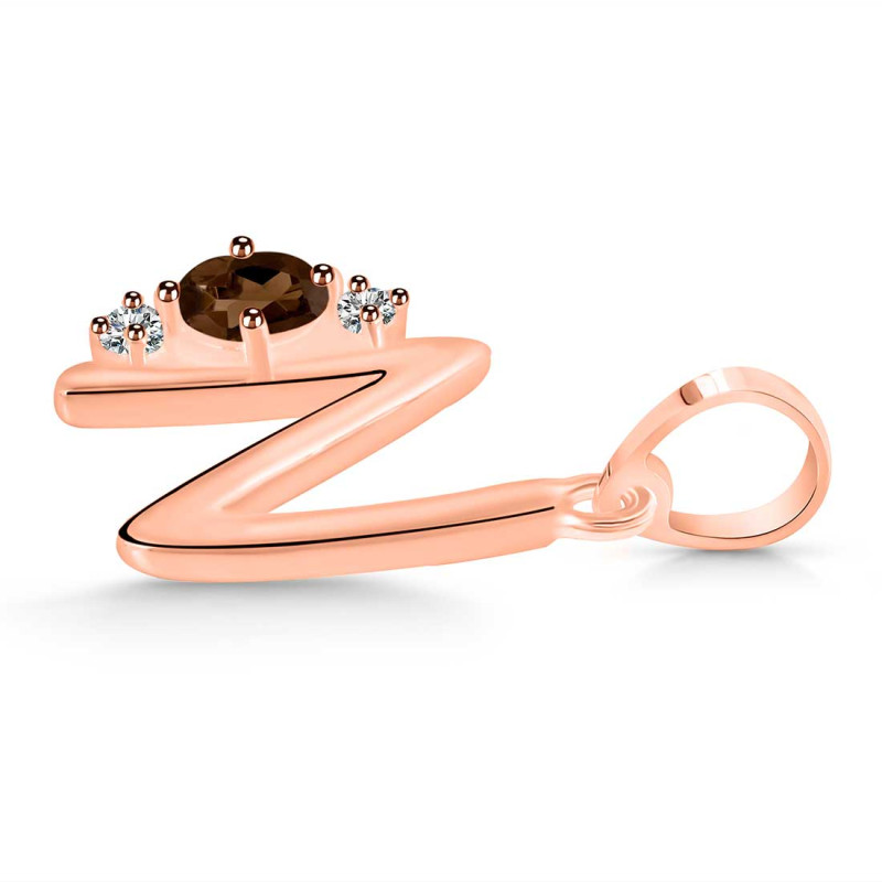Smoky & White Topaz Alphabet N Pendant SMY-RDA-14.