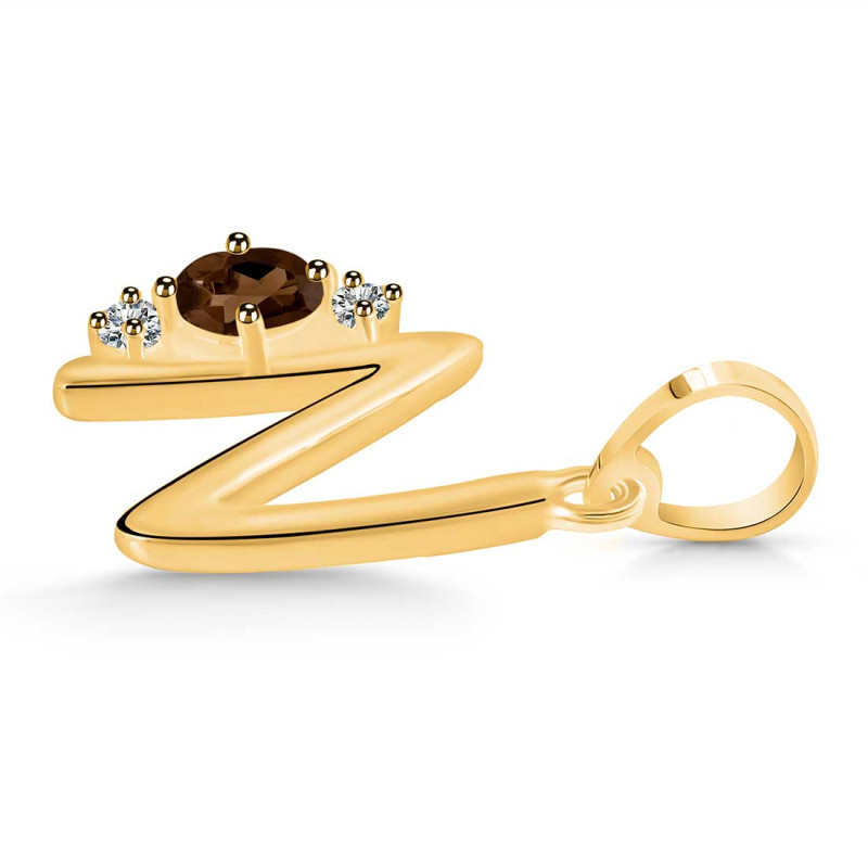 Smoky & White Topaz Alphabet N Pendant SMY-RDA-14.