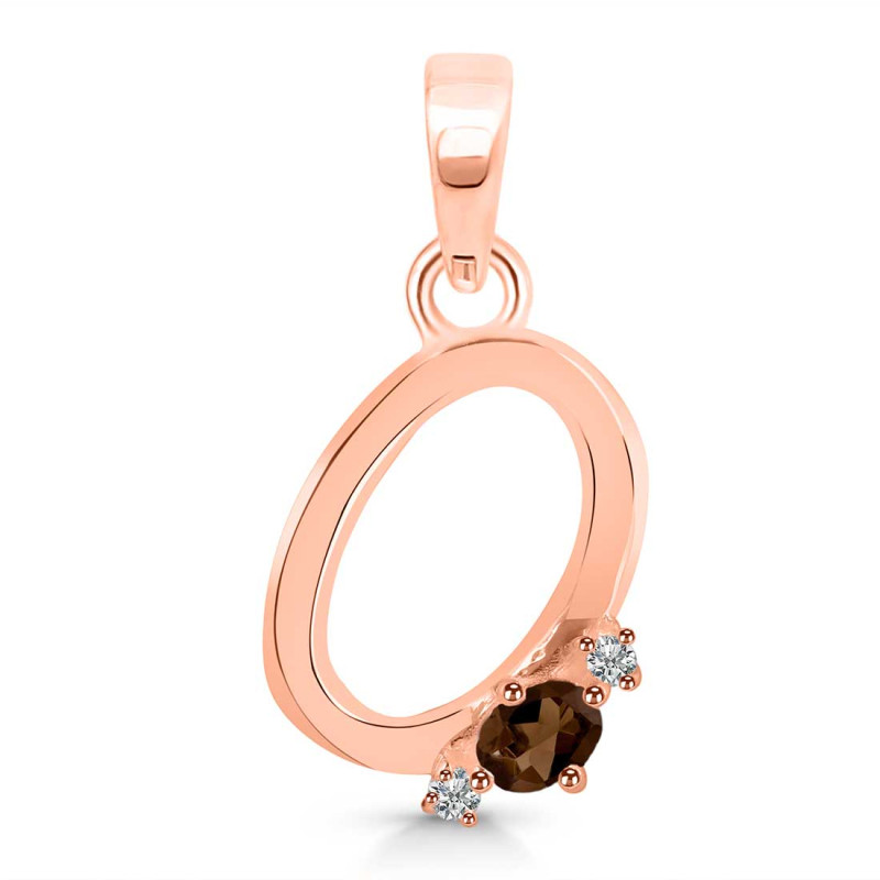 Smoky & White Topaz Alphabet O Pendant SMY-RDA-15.