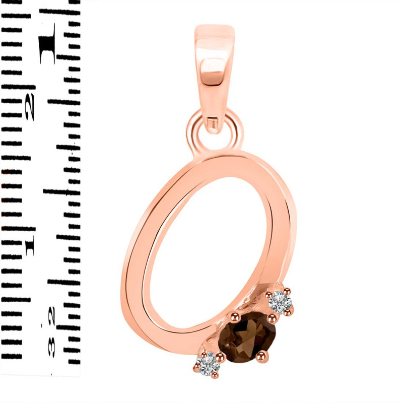 Smoky & White Topaz Alphabet O Pendant SMY-RDA-15.