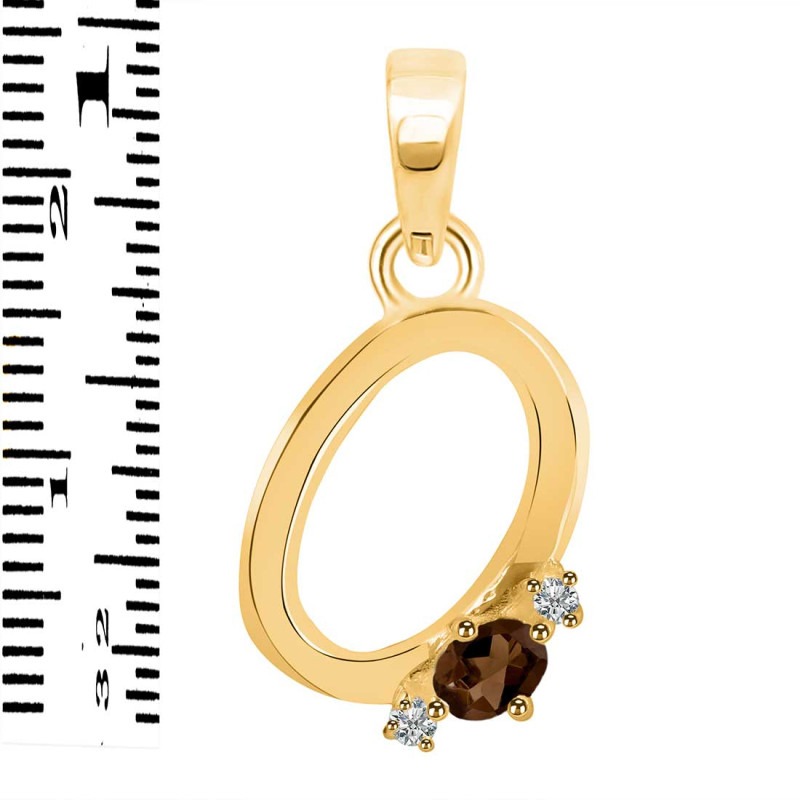 Smoky & White Topaz Alphabet O Pendant SMY-RDA-15.