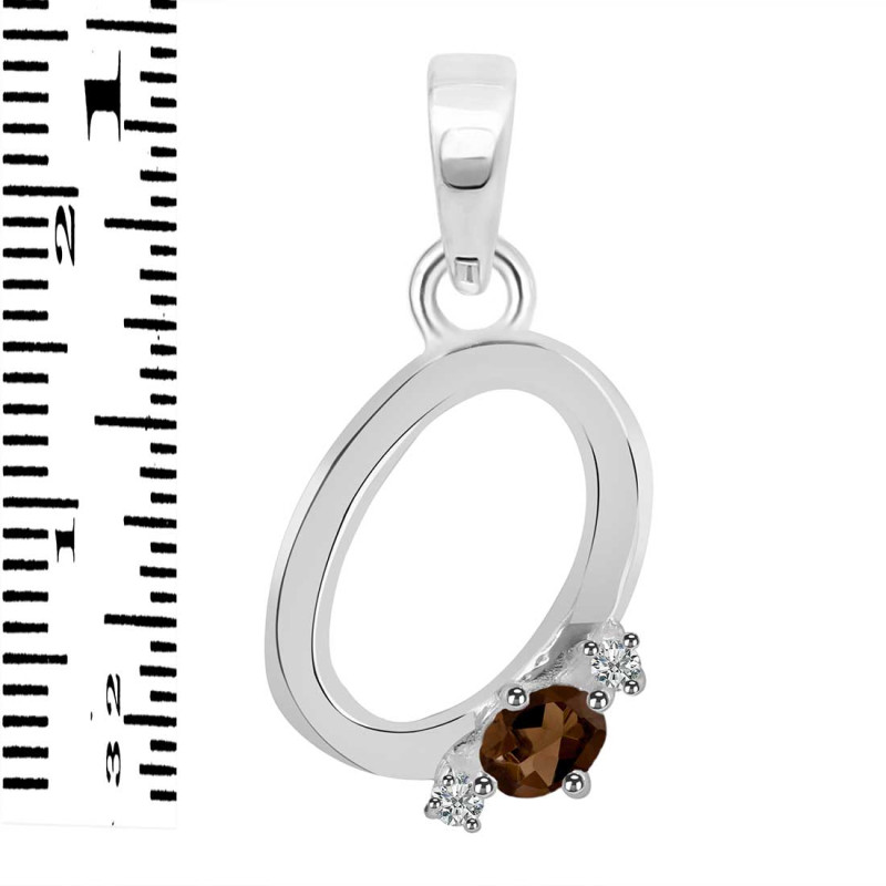 Smoky & White Topaz Alphabet O Pendant SMY-RDA-15.