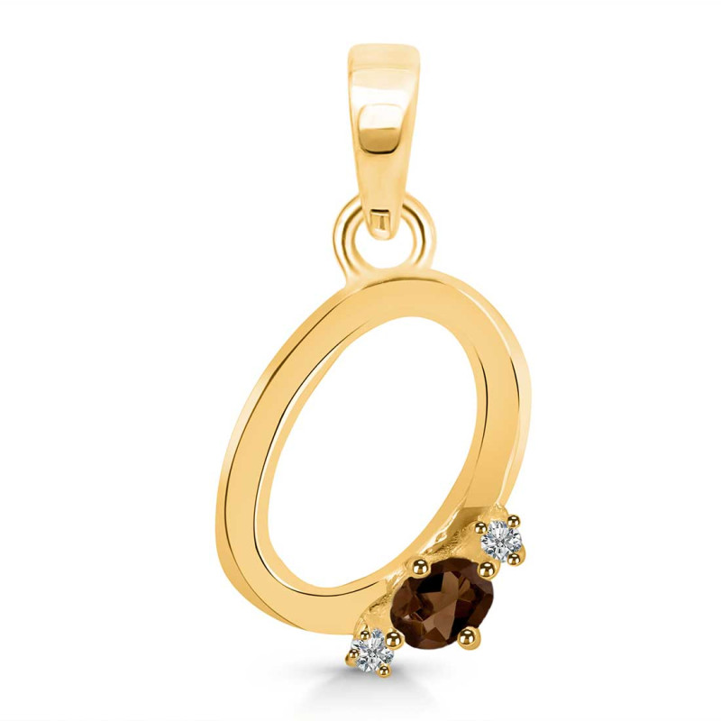 Smoky & White Topaz Alphabet O Pendant SMY-RDA-15.