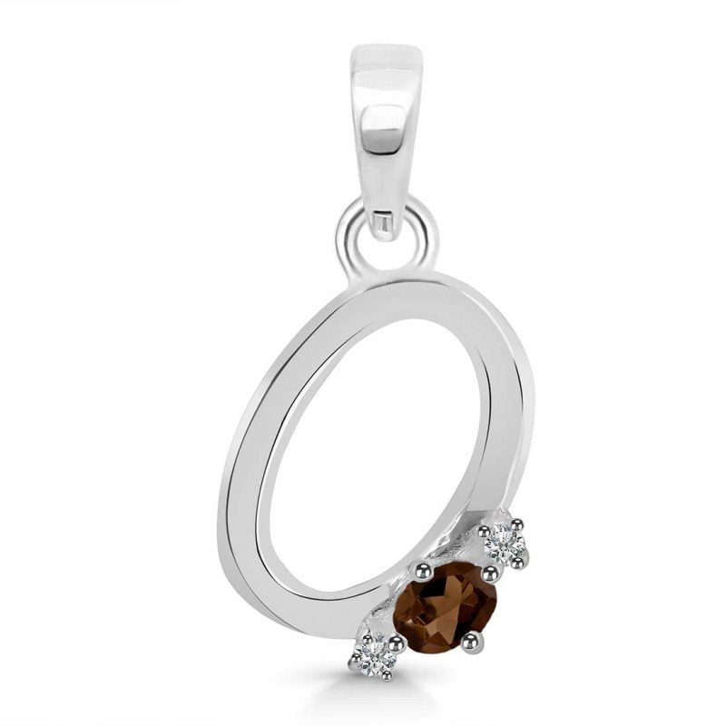Smoky & White Topaz Alphabet O Pendant SMY-RDA-15.