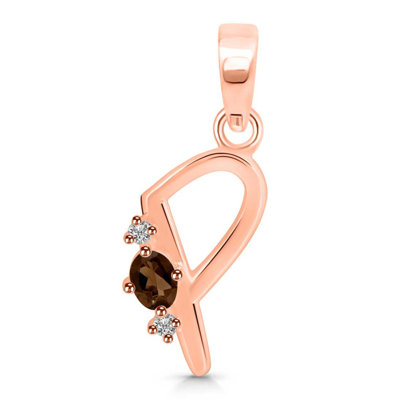 Smoky & White Topaz Alphabet P Pendant SMY-RDA-16.