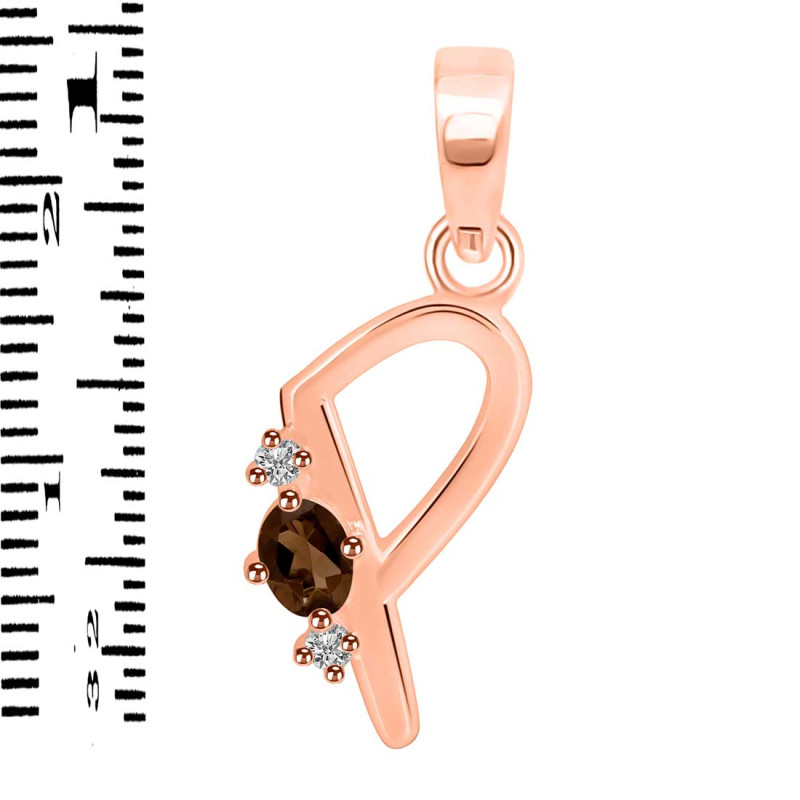 Smoky & White Topaz Alphabet P Pendant SMY-RDA-16.