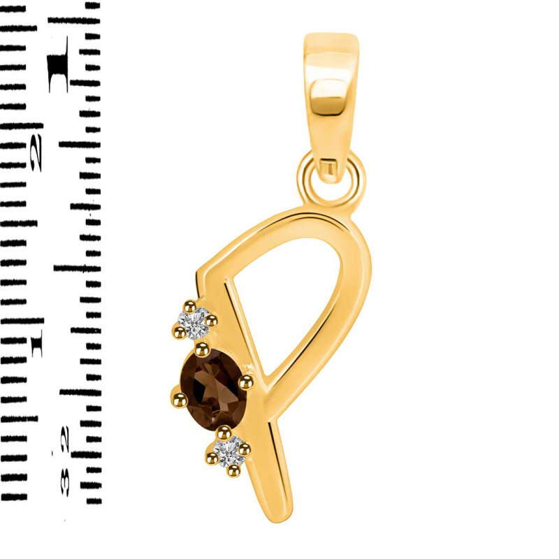 Smoky & White Topaz Alphabet P Pendant SMY-RDA-16.