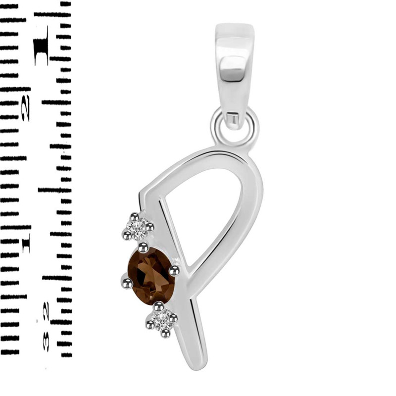 Smoky & White Topaz Alphabet P Pendant SMY-RDA-16.