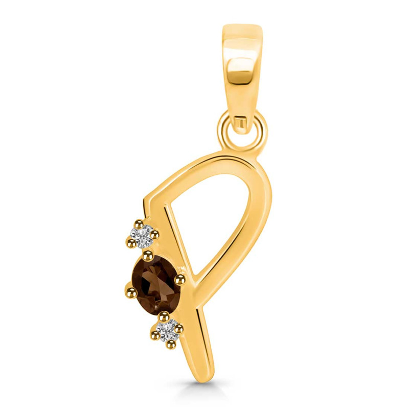 Smoky & White Topaz Alphabet P Pendant SMY-RDA-16.