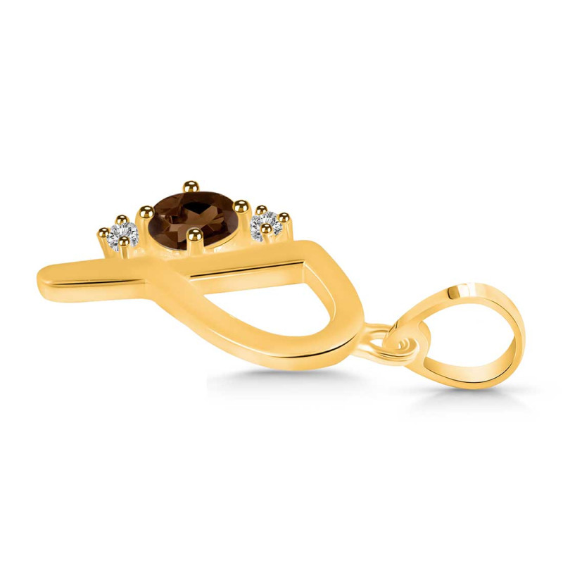 Smoky & White Topaz Alphabet P Pendant SMY-RDA-16.