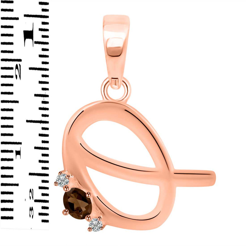Smoky & White Topaz Alphabet Q Pendant SMY-RDA-17.
