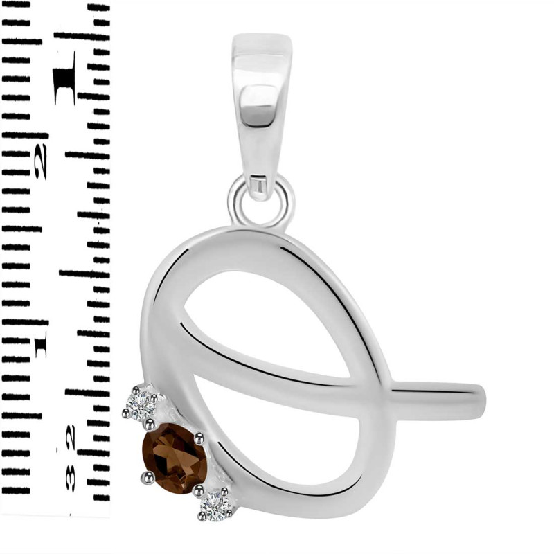 Smoky & White Topaz Alphabet Q Pendant SMY-RDA-17.