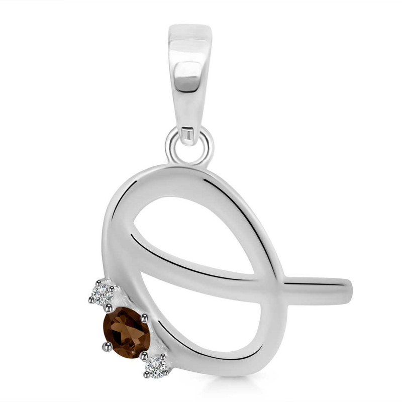 Smoky & White Topaz Alphabet Q Pendant SMY-RDA-17.