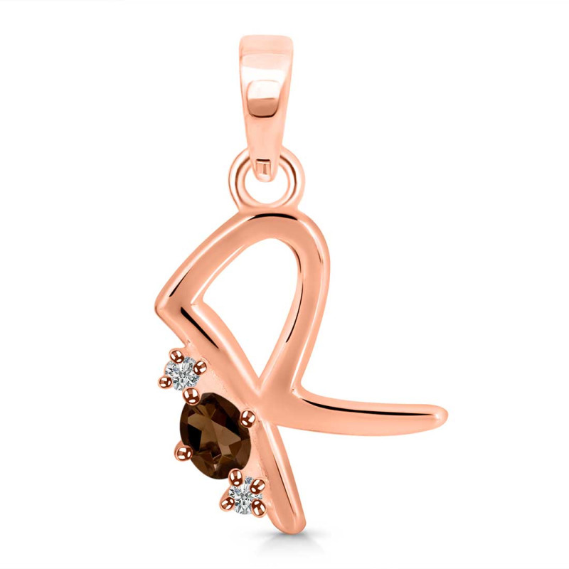 Smoky & White Topaz Alphabet R Pendant SMY-RDA-18.