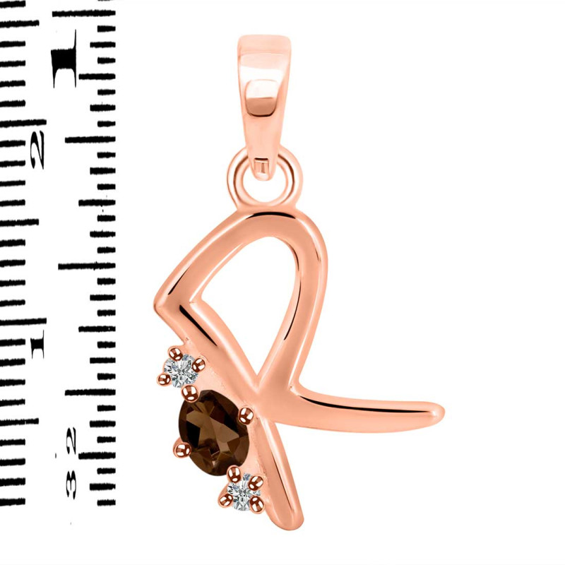Smoky & White Topaz Alphabet R Pendant SMY-RDA-18.