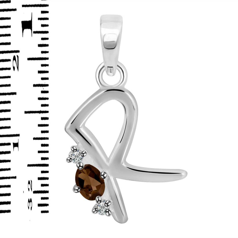 Smoky & White Topaz Alphabet R Pendant SMY-RDA-18.