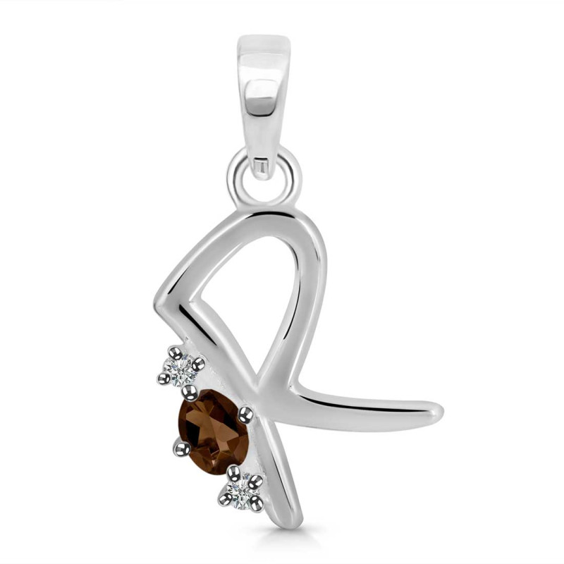 Smoky & White Topaz Alphabet R Pendant SMY-RDA-18.