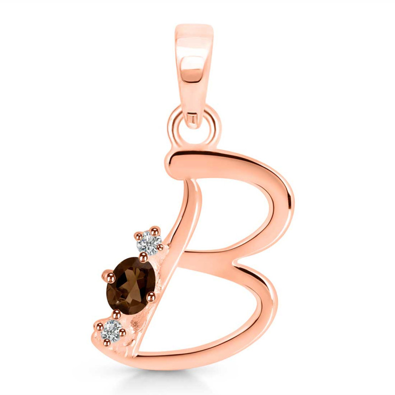 Smoky & White Topaz Alphabet B Pendant SMY-RDA-2.