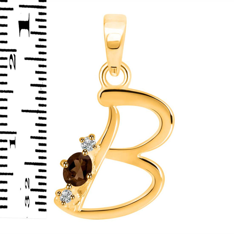 Smoky & White Topaz Alphabet B Pendant SMY-RDA-2.
