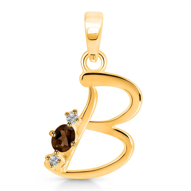 Smoky & White Topaz Alphabet B Pendant SMY-RDA-2.