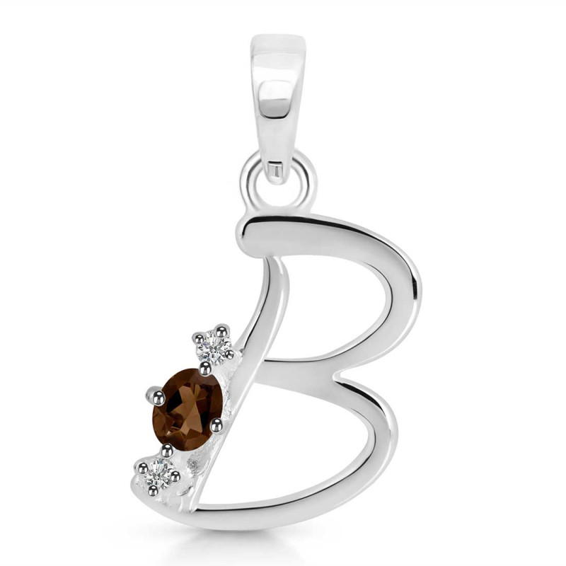 Smoky & White Topaz Alphabet B Pendant SMY-RDA-2.
