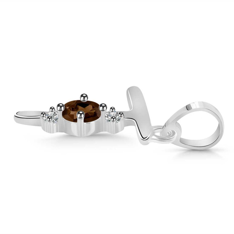 Smoky & White Topaz Alphabet T Pendant