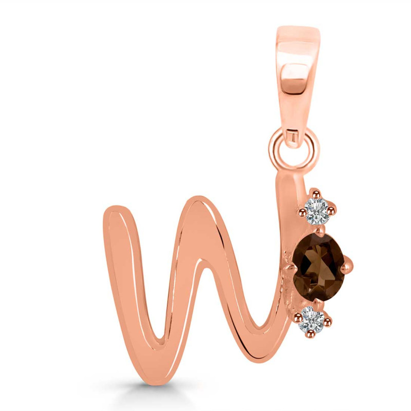 Smoky & White Topaz Alphabet W Pendant SMY-RDA-23.