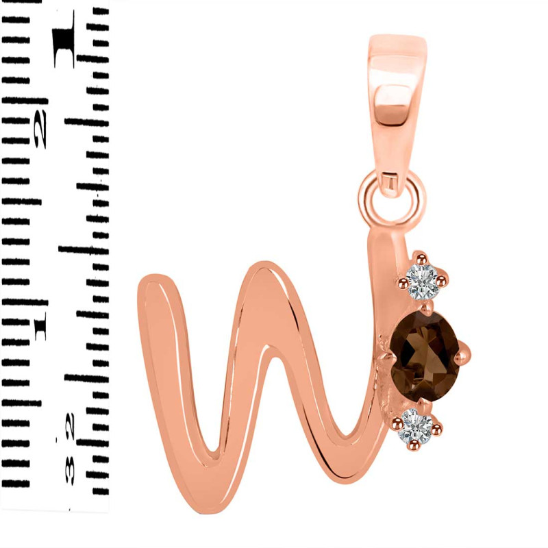 Smoky & White Topaz Alphabet W Pendant SMY-RDA-23.