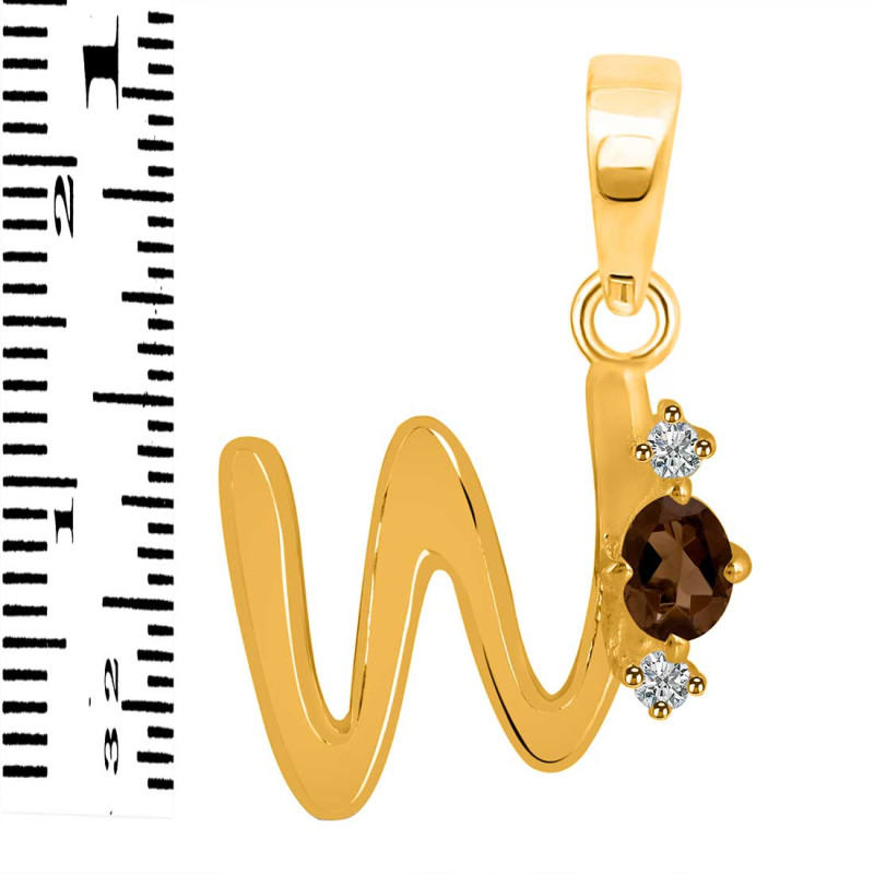 Smoky & White Topaz Alphabet W Pendant SMY-RDA-23.