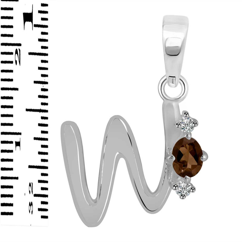 Smoky & White Topaz Alphabet W Pendant SMY-RDA-23.