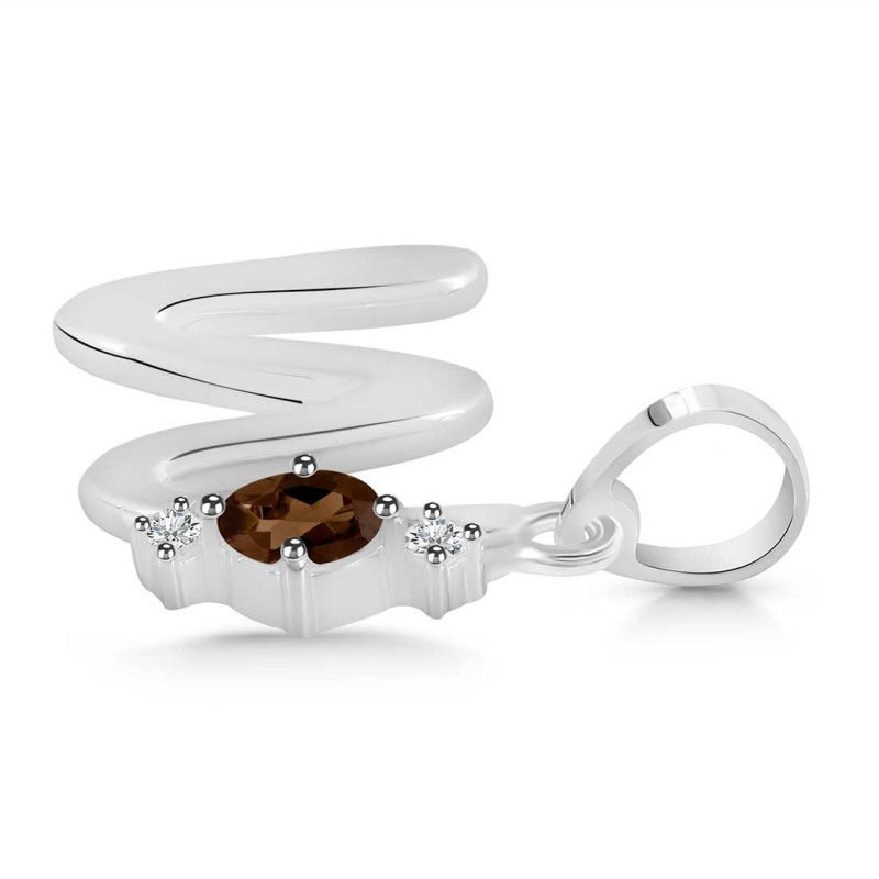 Smoky & White Topaz Alphabet W Pendant