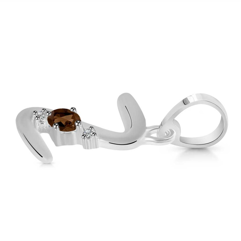 Smoky & White Topaz Alphabet Z Pendant